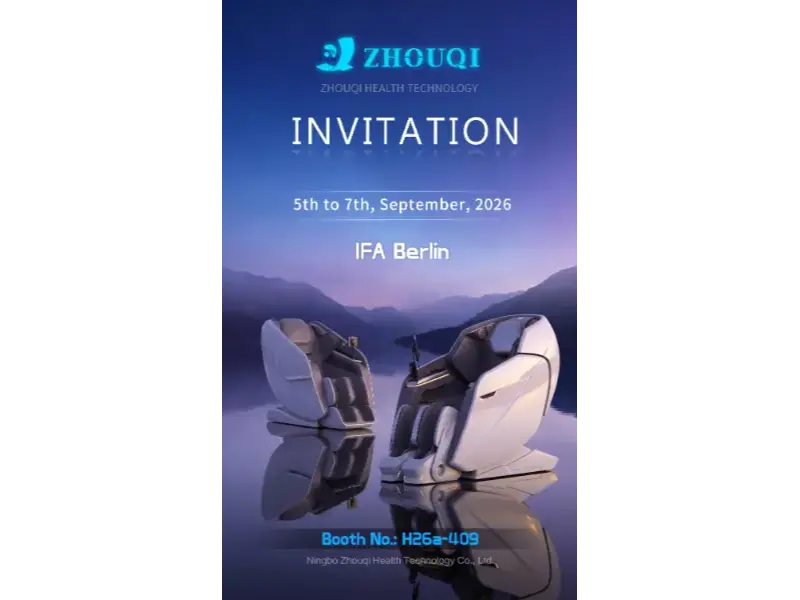 Ningbo Zhouqi Health Technology apresentará cadeiras de massagem inteligentes na IFA Berlin 2026